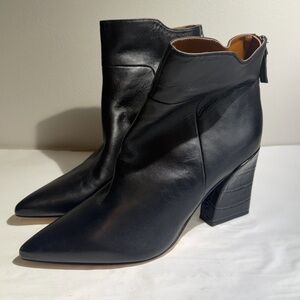 Franco Sarto Black Leather heeled Ankle Boots women’s 9.5